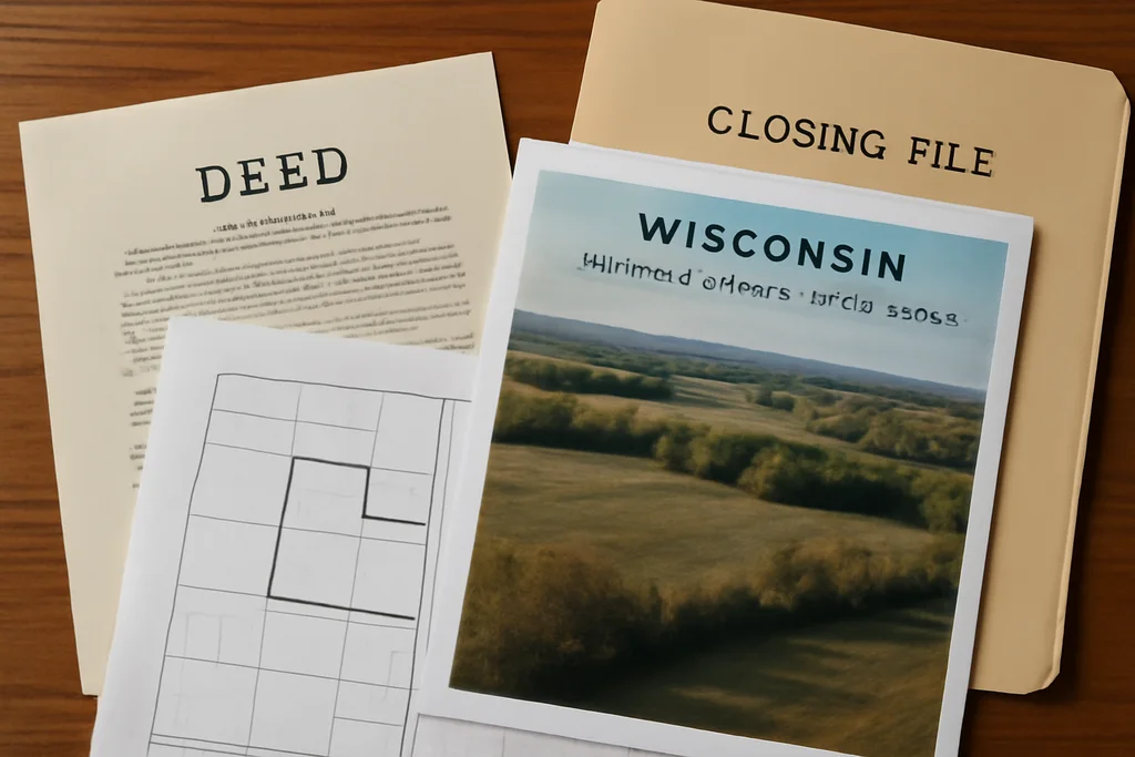 Wisconsin deed and title paperwork for a land sale