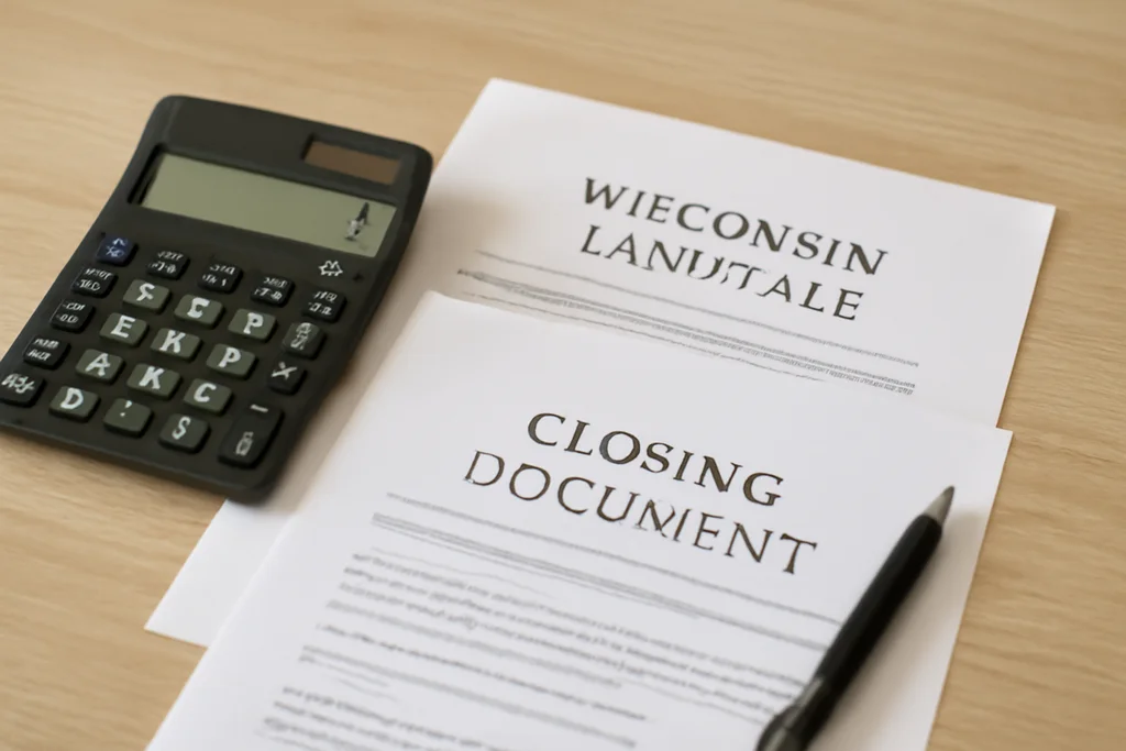 Wisconsin tax and closing documents for a land sale